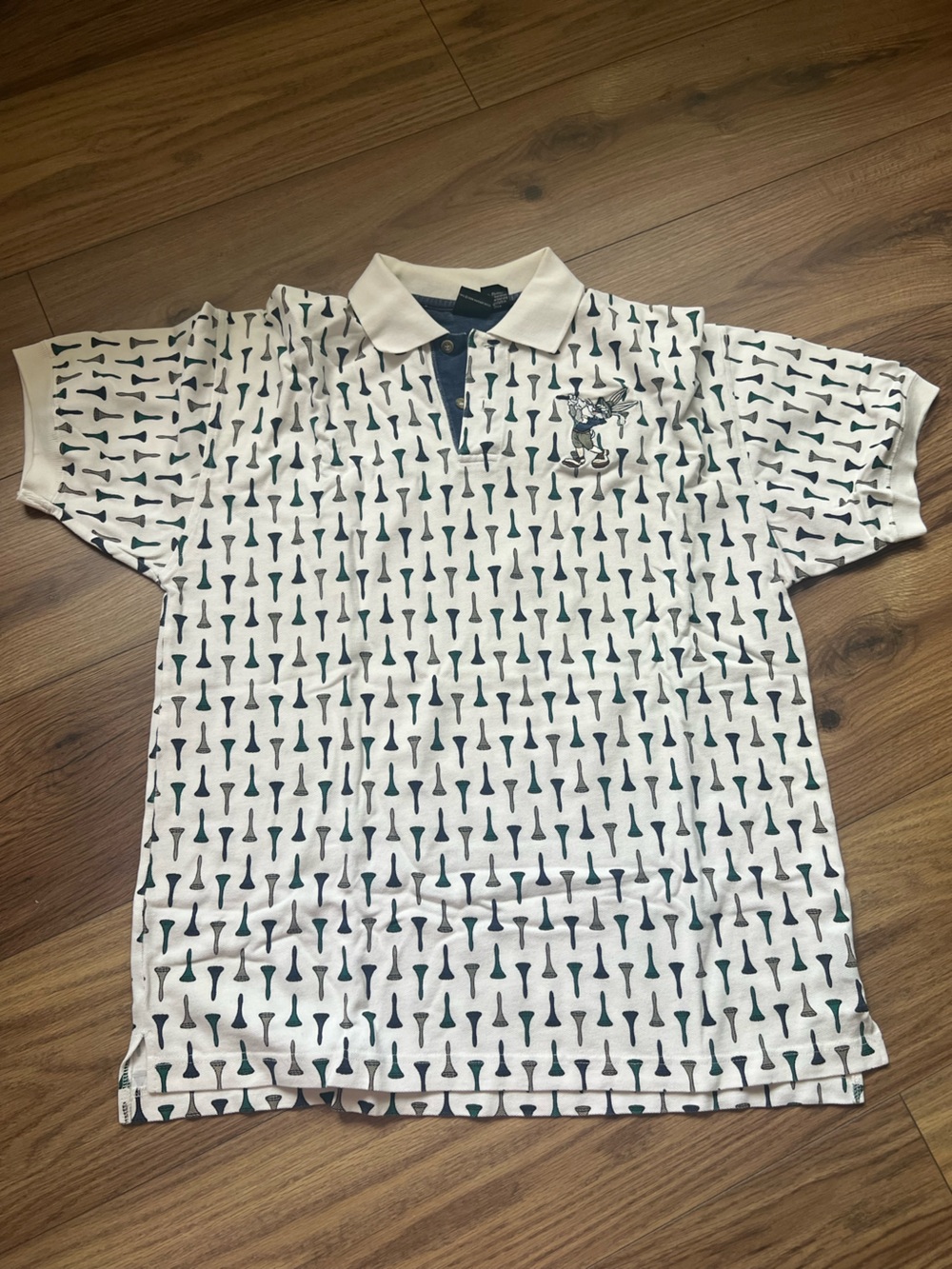 Authentic Warner Bros. 1996 Bugs Bunny Golf Tee Pattern Polo Golf Shirt